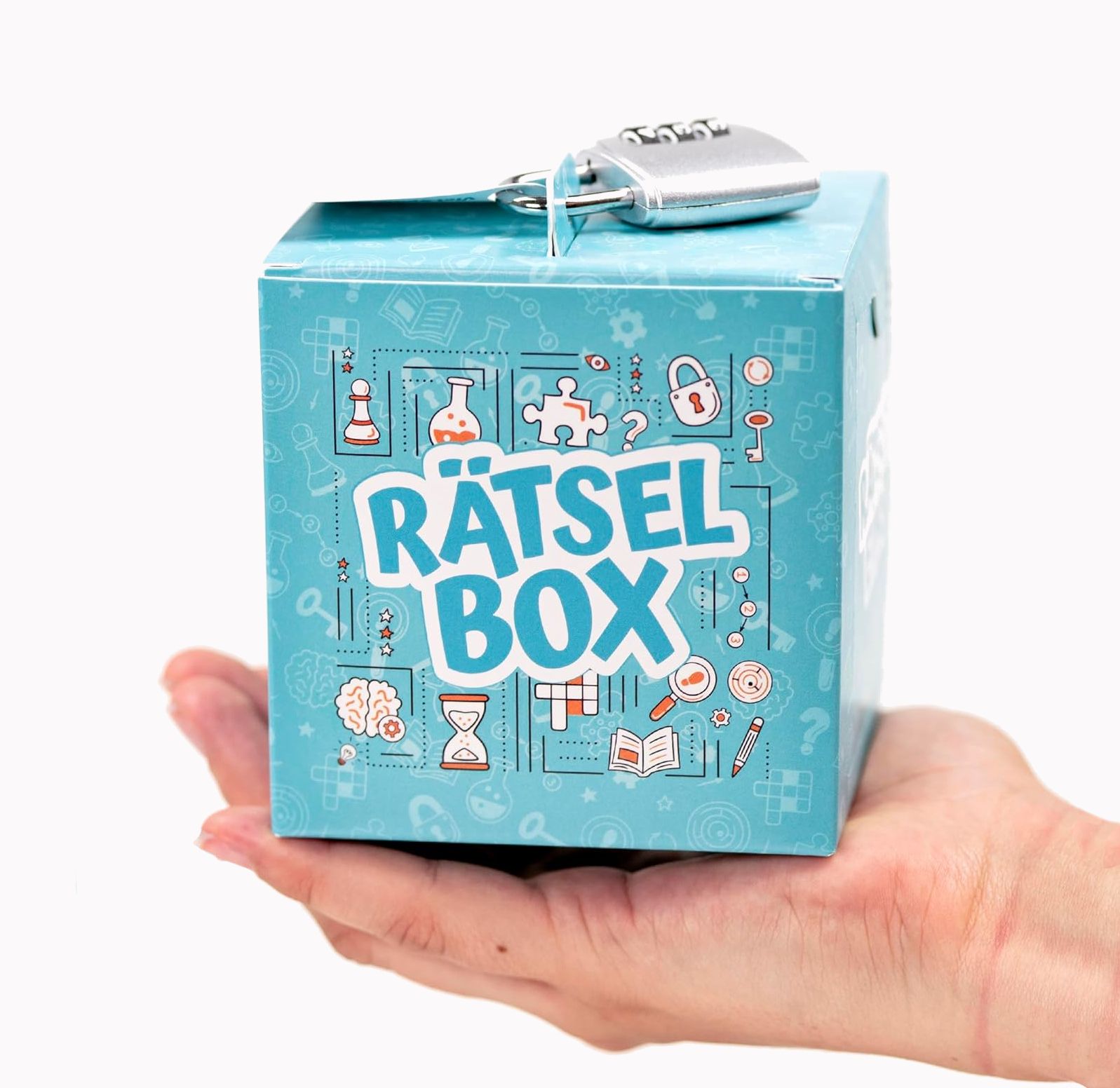 Die QUESTIX Rätselbox auf einer Hand